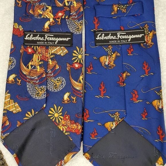 2 Salvatore Ferragamo ties made in Italy 100%silk - Picture 5 of 11
